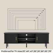 Modern Media Console Tambour TV Stand for 32" - 70" TVs - Black/SW9722AHKB