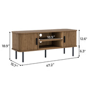 Modern Media Console Tambour TV Stand for 32" - 70" TVs - Brown/SW9722AHOS