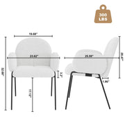Modern Upholstered Boucle Dining Chair with Armrests and Large Seat (Set of 2) - White/SW9806ALWRQ2