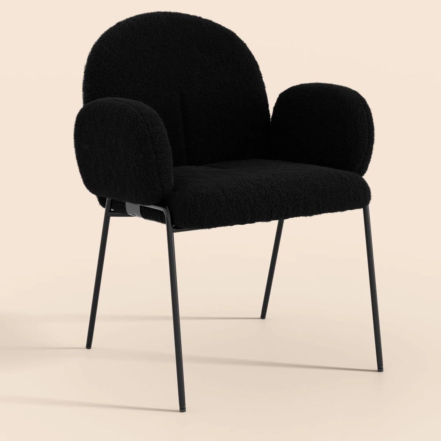 Modern Upholstered Boucle Dining Chair with Armrests and Large Seat (Set of 2) - Black/SW9806ALKAQ2