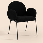 Modern Upholstered Boucle Dining Chair with Armrests and Large Seat (Set of 2) - Black/SW9806ALKAQ2