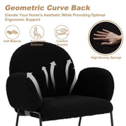 Modern Upholstered Boucle Dining Chair with Armrests and Large Seat (Set of 2) - Black/SW9806ALKAQ2