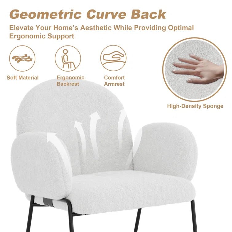 Modern Upholstered Boucle Dining Chair with Armrests and Large Seat (Set of 2) - White/SW9806ALWRQ2