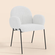 Modern Upholstered Boucle Dining Chair with Armrests and Large Seat (Set of 2) - White/SW9806ALWRQ2