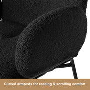 Modern Upholstered Boucle Dining Chair with Armrests and Large Seat (Set of 2) - Black/SW9806ALKAQ2