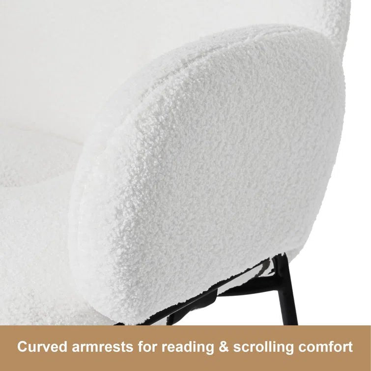 Modern Upholstered Boucle Dining Chair with Armrests and Large Seat (Set of 2) - White/SW9806ALWRQ2