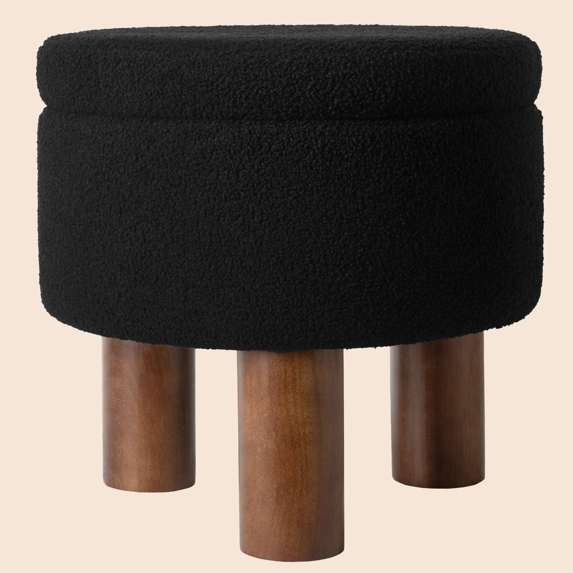 Round Upholstered Bench Ottoman - Black/SW9726BKKA