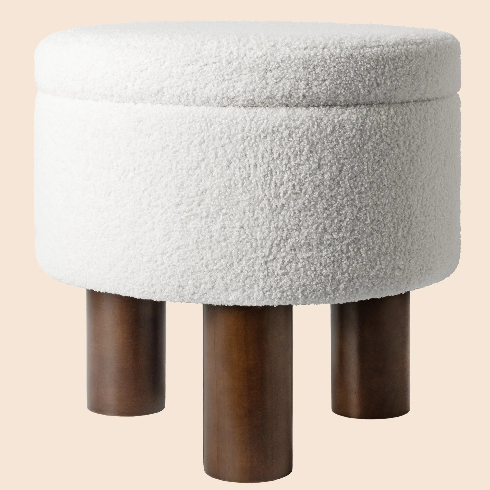 Round Upholstered Bench Ottoman - White/SW9726BKWR