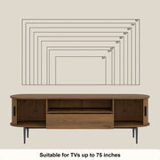 Tambour Design Mid-Century Modern TV Stand With Drawer for TV Up to 75" -Brown/SW9735AHOS