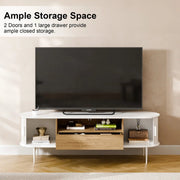 Tambour Design Mid-Century Modern TV Stand With Drawer for TV Up to 75" -White/SW9735AHWN