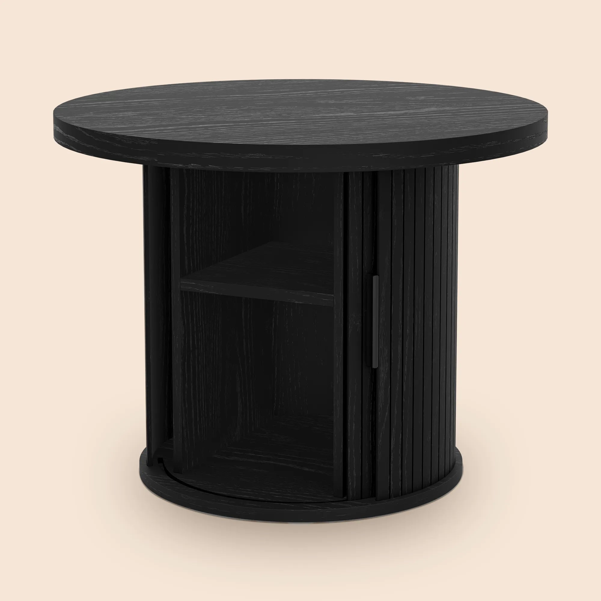 Tambour Design Round Coffee Table with Storage - Black/SW9733AKKB