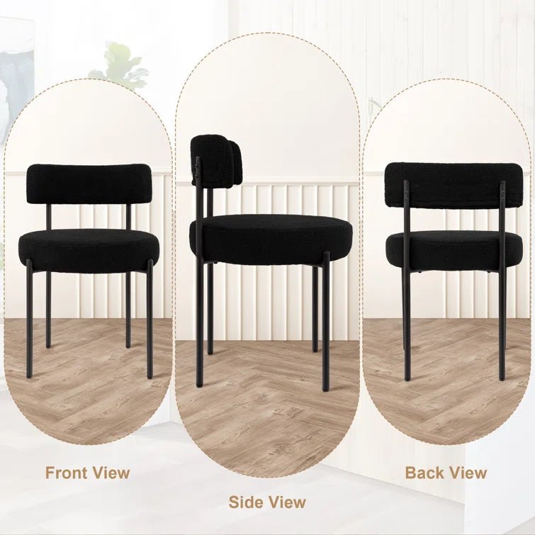 Upholstered Dining Chair With Back (Set of 2) - Black/SW9801ALKAQ2