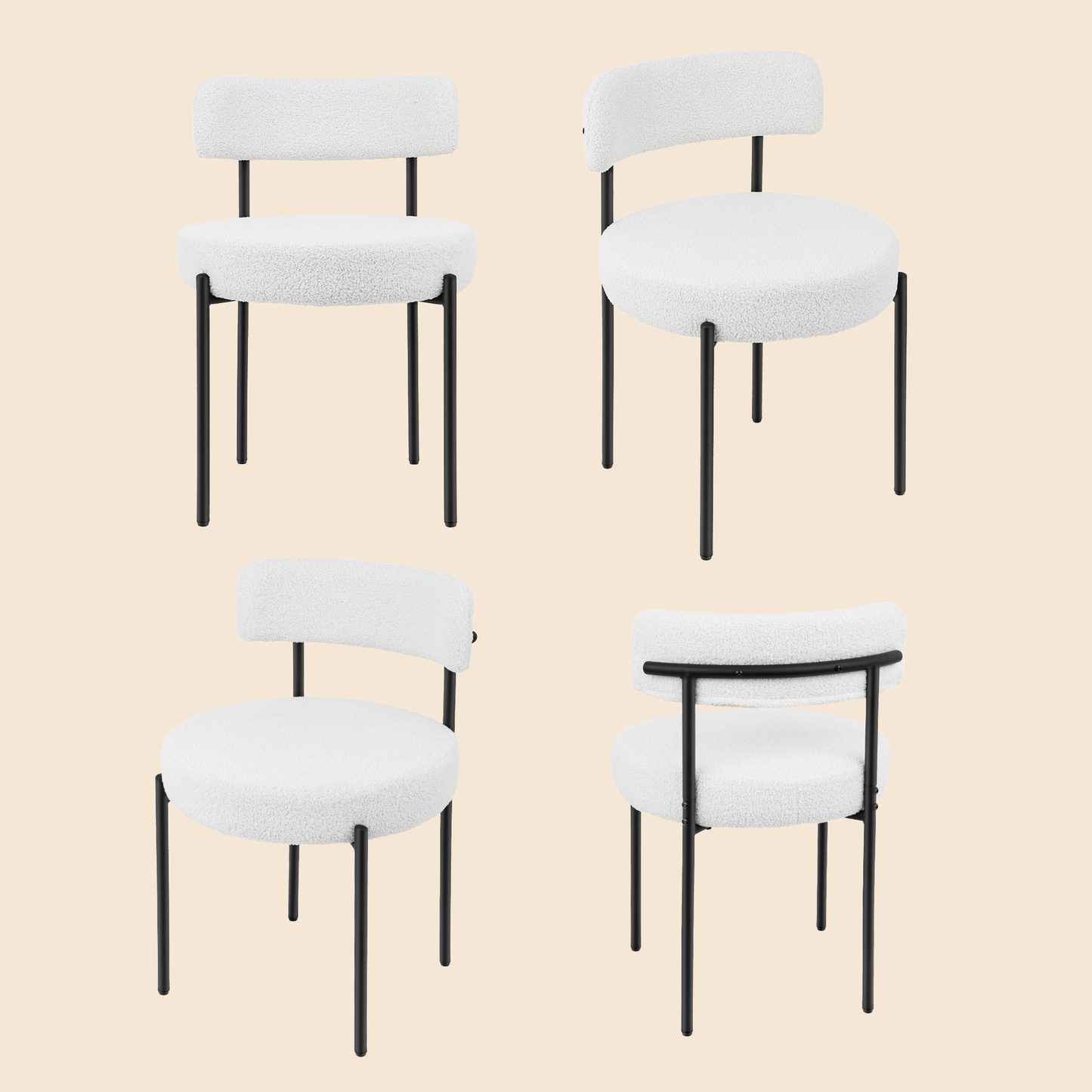 Upholstered Dining Chair With Back (Set of 4) - White/SW9801ALWRQ4