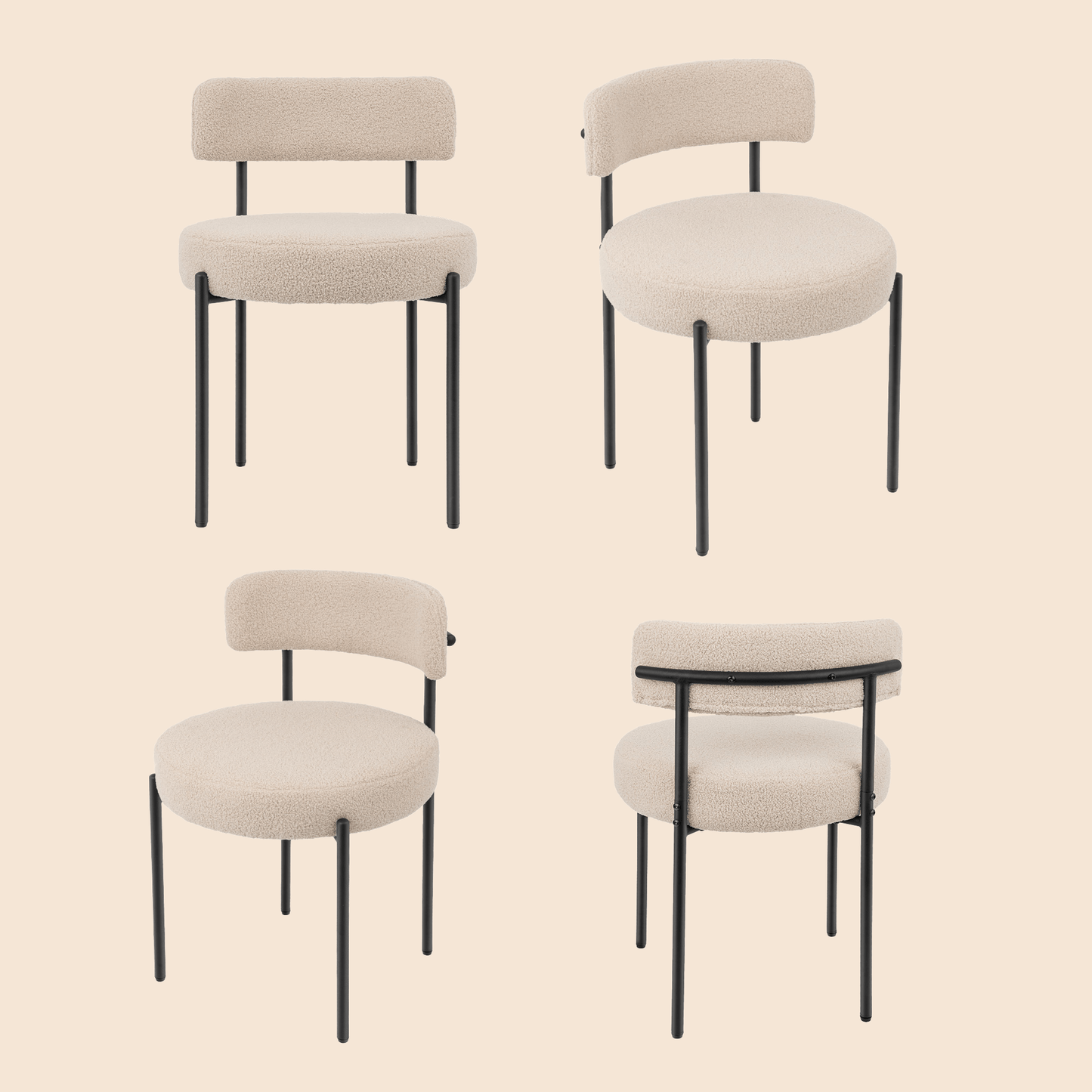 Upholstered Dining Chair With Back (Set of 4) - Beige/SW9801ALWIQ4