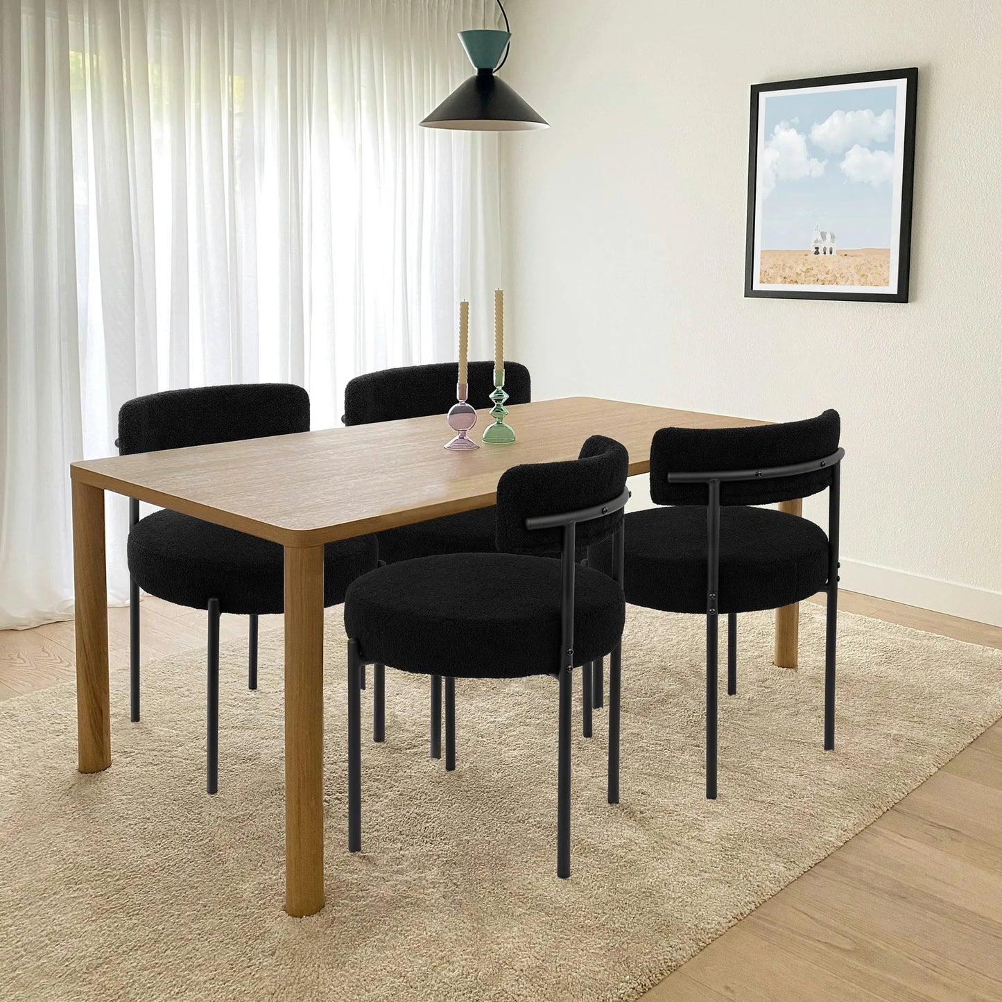 Upholstered Dining Chair With Back (Set of 4) - Black/SW9801ALKAQ4