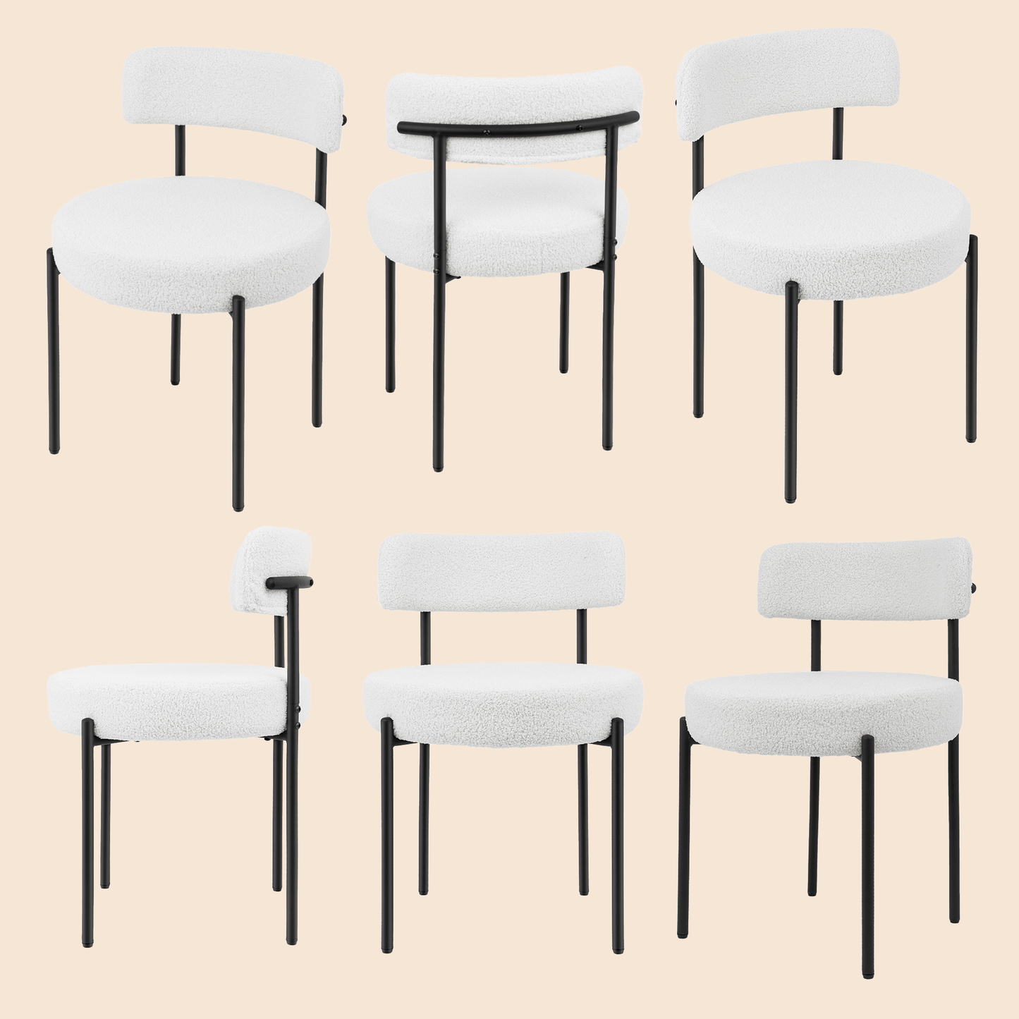 Upholstered Dining Chair With Back (Set of 6) - White/SW9801ALWRQ6