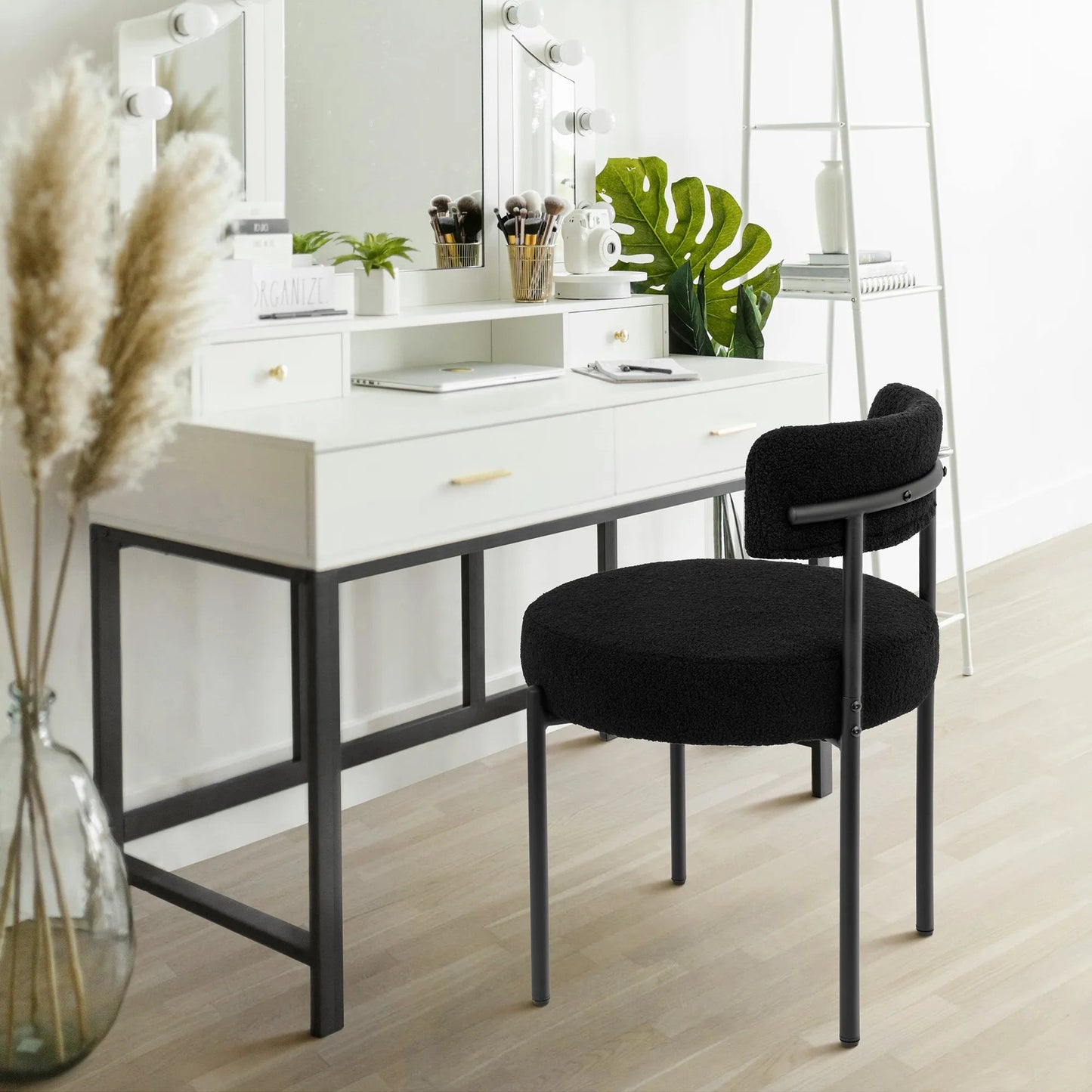 Upholstered Dining Chair With Back (Set of 6) - Black/SW9801ALKAQ6
