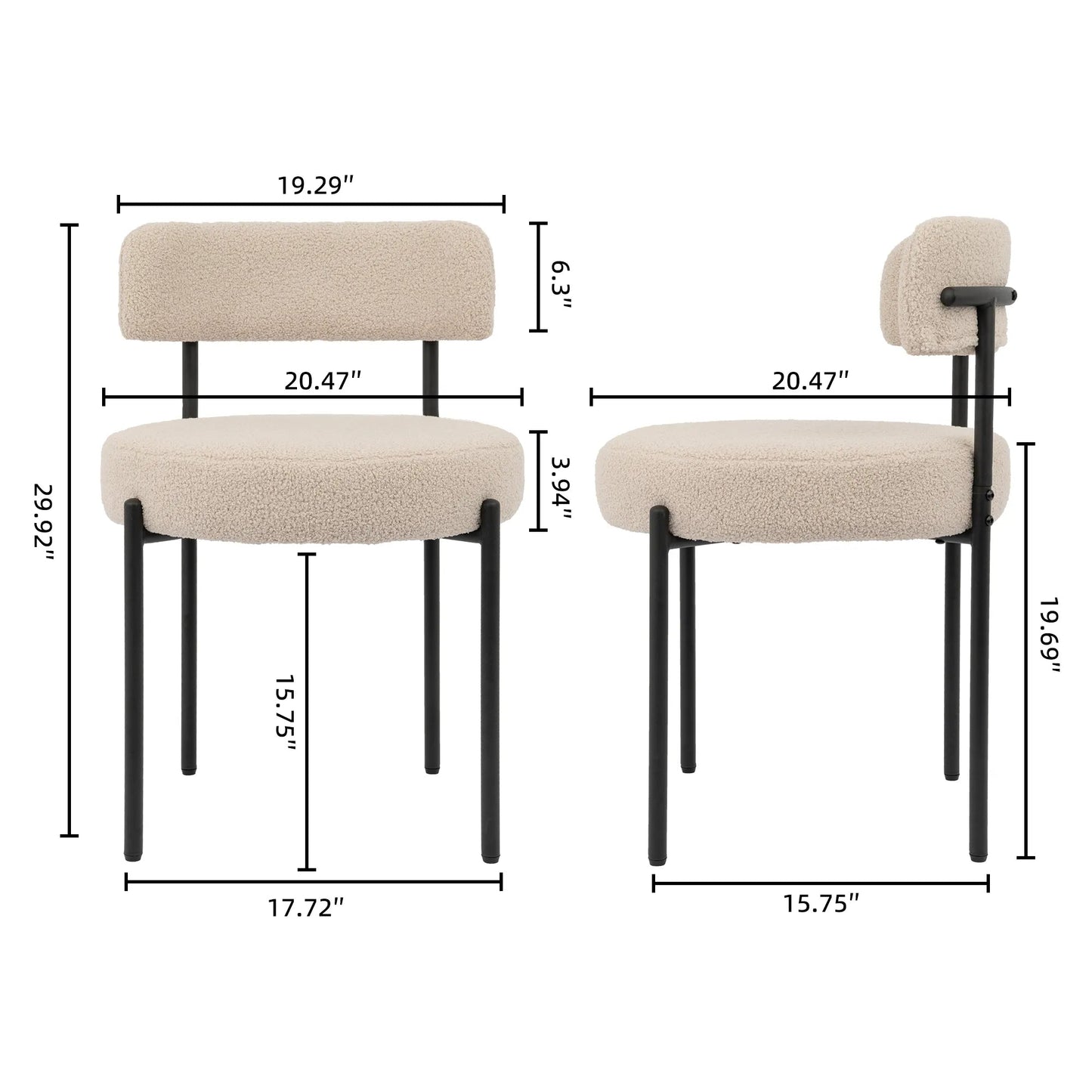 Upholstered Dining Chair With Back (Set of 6) - Beige/SW9801ALWIQ6