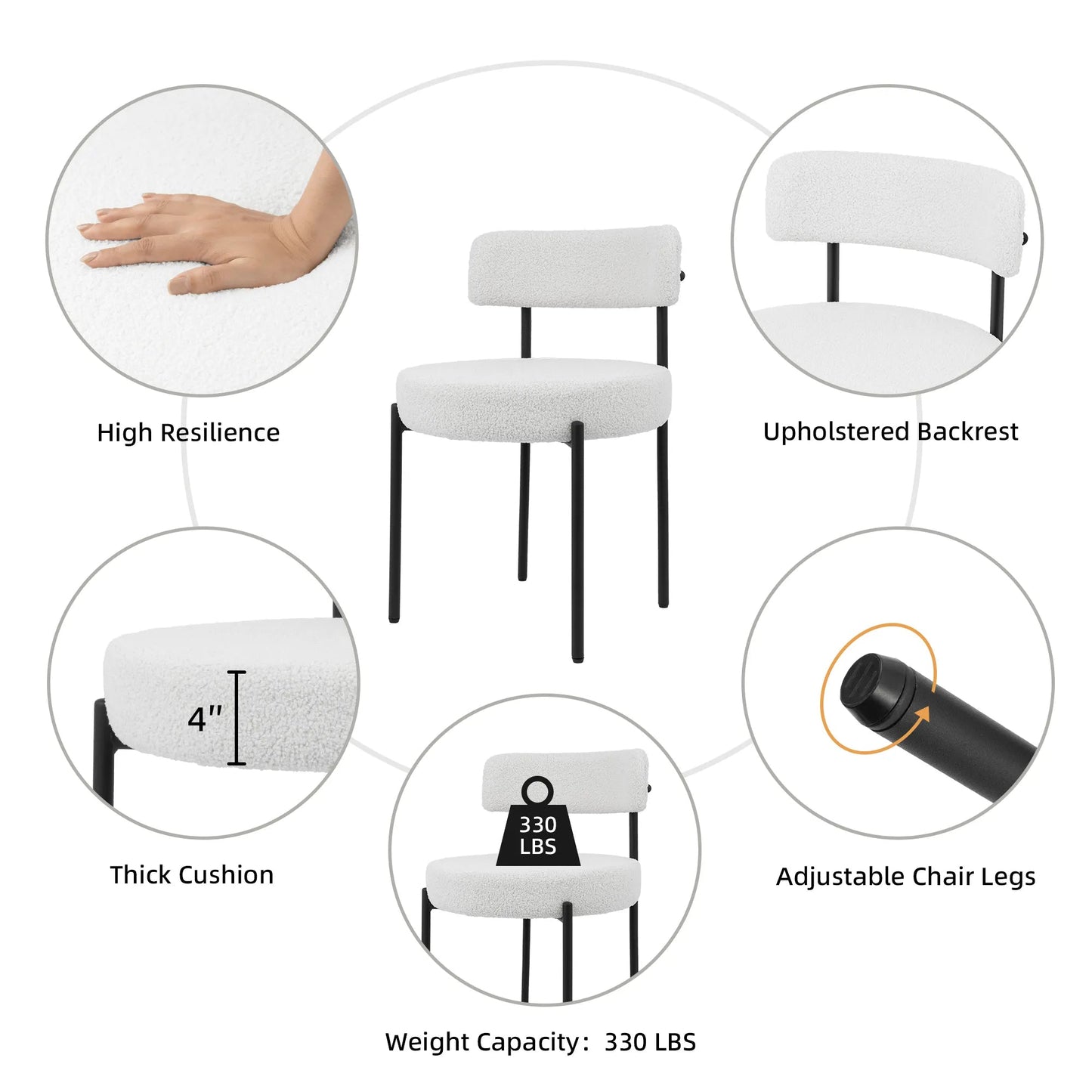 Upholstered Dining Chair With Back (Set of 6) - White/SW9801ALWRQ6