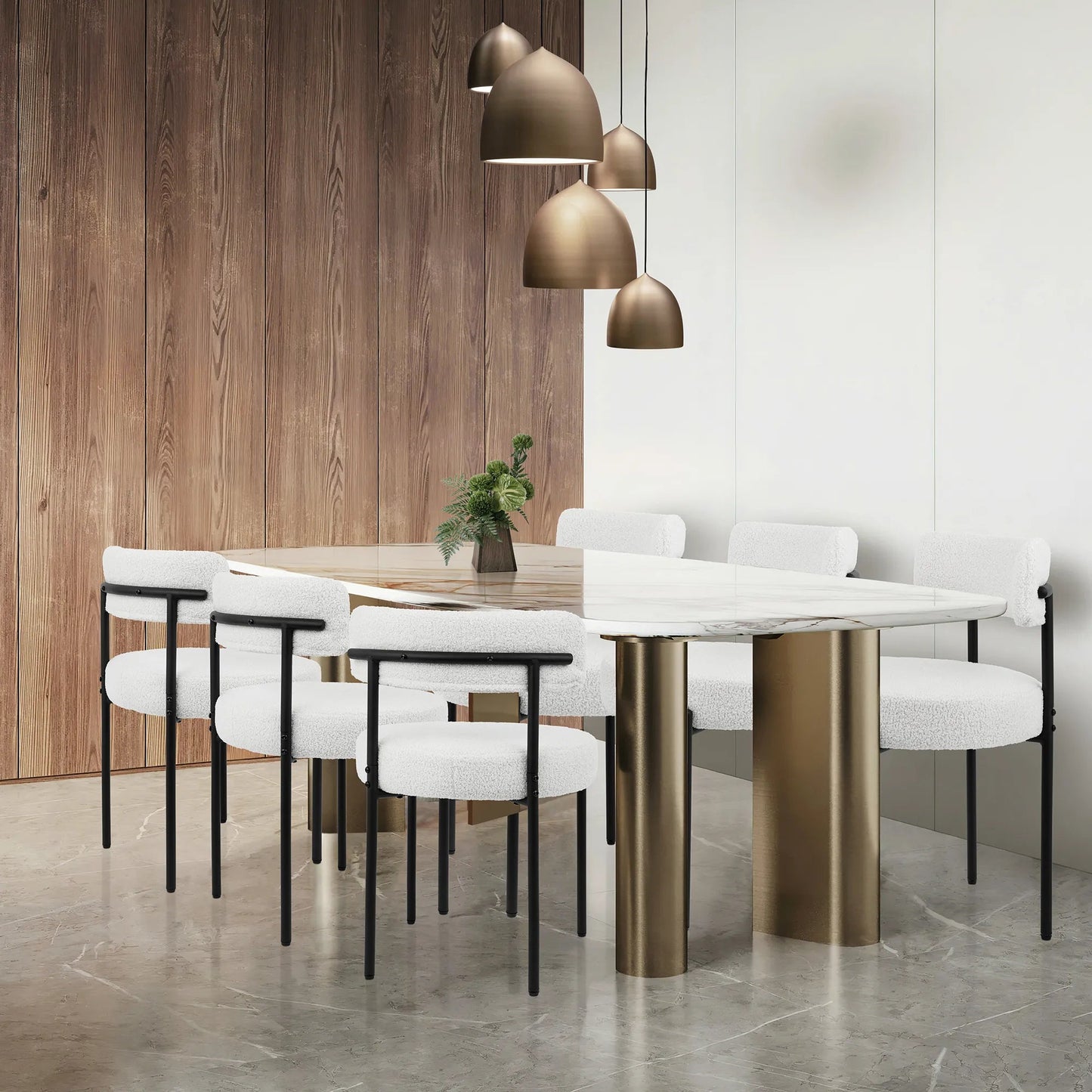 Upholstered Dining Chair With Back (Set of 6) - White/SW9801ALWRQ6