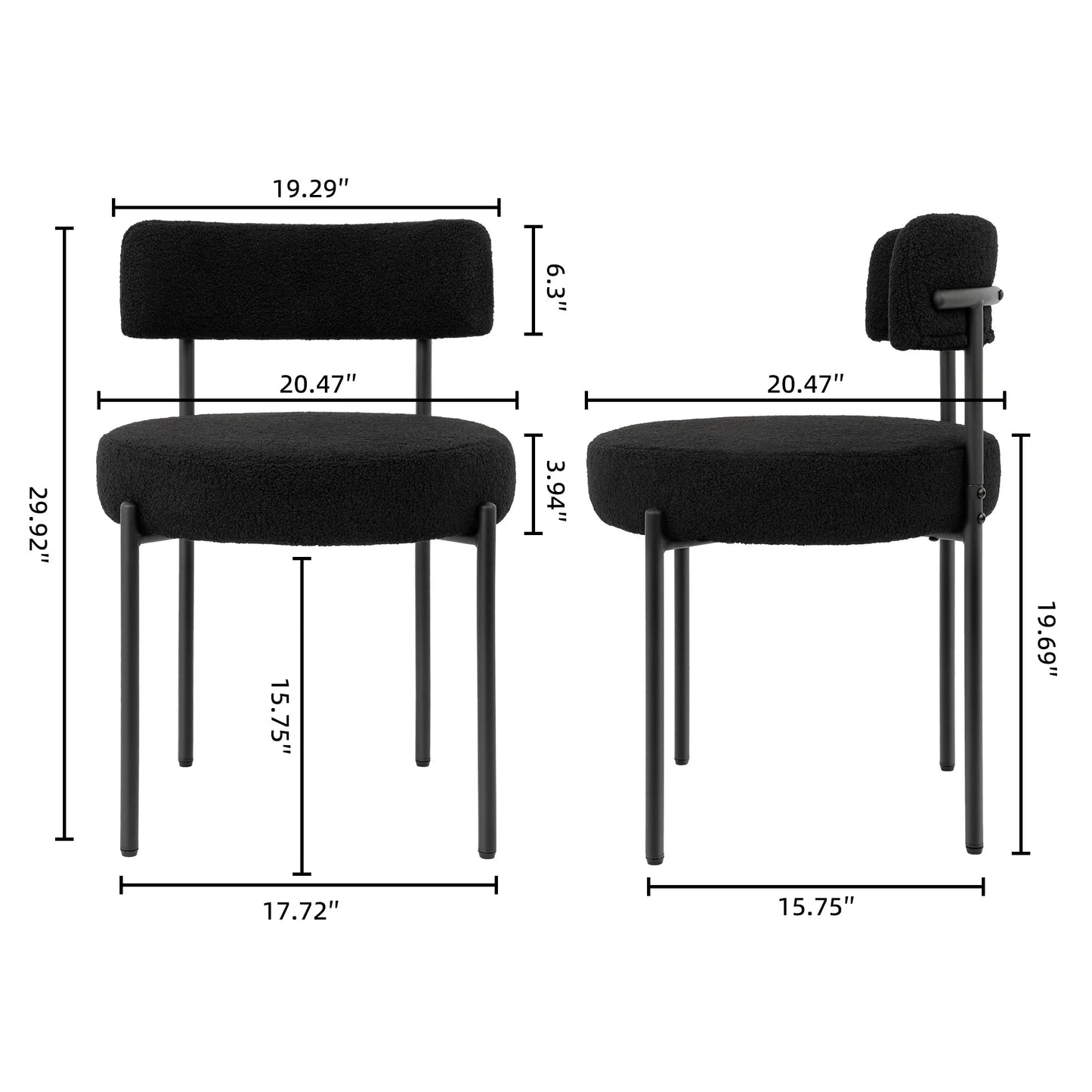 Upholstered Dining Chair With Back (Set of 6) - Black/SW9801ALKAQ6