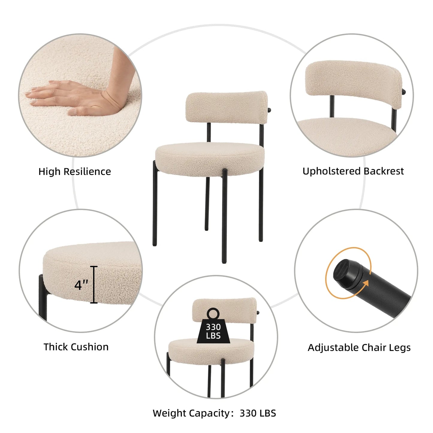 Upholstered Dining Chair With Back (Set of 6) - Beige/SW9801ALWIQ6
