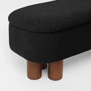 Upholstered Flip Top Storage Bench with Solid Wood Leg - Black/SW9725BKKA