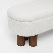 Upholstered Flip Top Storage Bench with Solid Wood Leg - White/SW9725BKWR