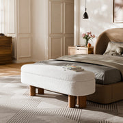 Upholstered Flip Top Storage Bench with Solid Wood Leg - White/SW9725BKWR