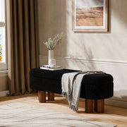 Upholstered Flip Top Storage Bench with Solid Wood Leg - Black/SW9725BKKA