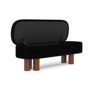 Upholstered Flip Top Storage Bench with Solid Wood Leg - Black/SW9725BKKA