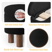 Upholstered Flip Top Storage Bench with Solid Wood Leg - Black/SW9725BKKA