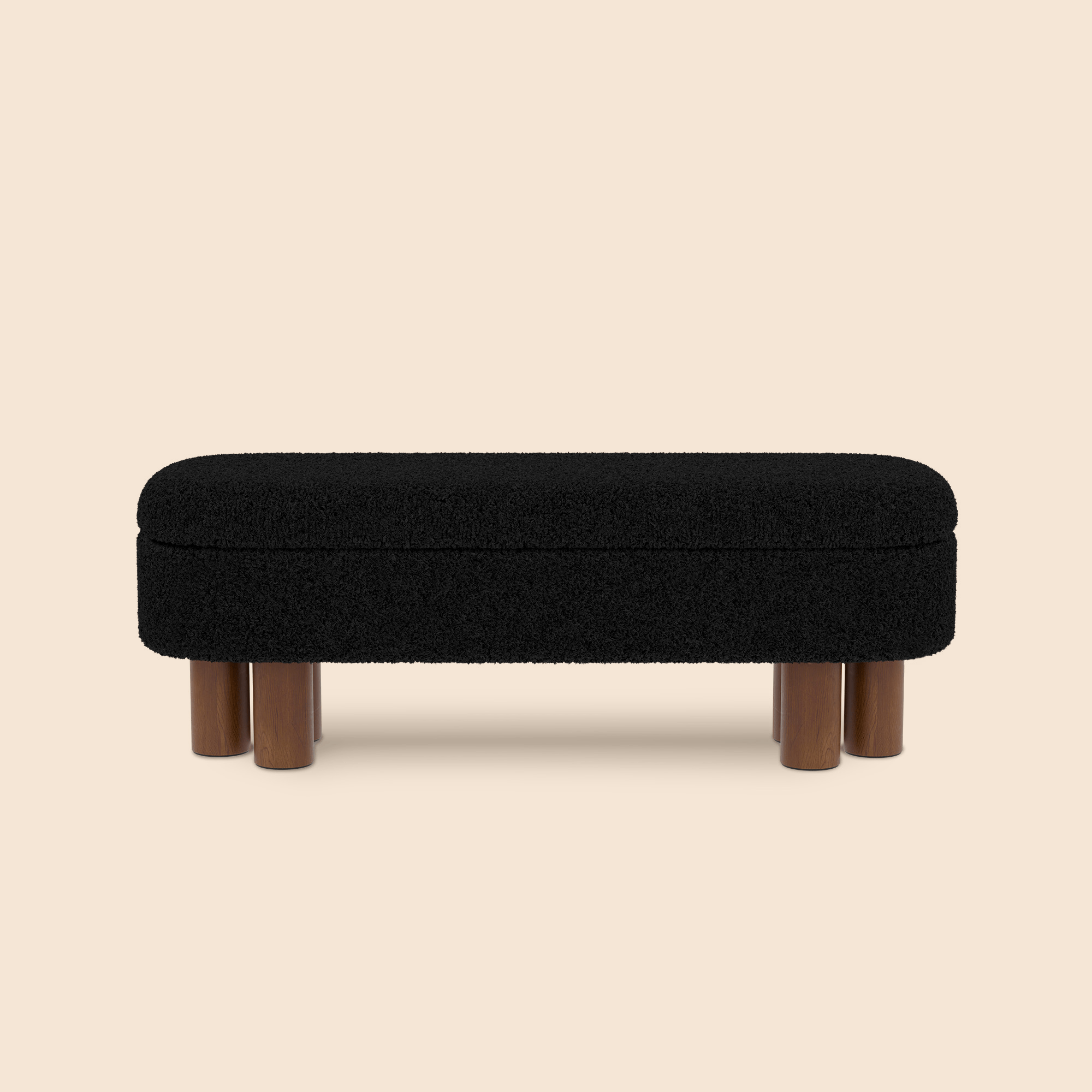 Upholstered Flip Top Storage Bench with Solid Wood Leg - Black/SW9725BKKA