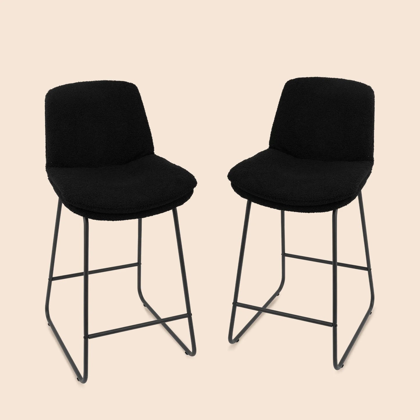 Upholstered Metal Frame Bar & Counter Stools With Backs (Set of 2) - Black/SW9720ALKAQ2