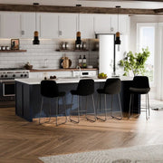 Upholstered Metal Frame Bar & Counter Stools With Backs (Set of 2) - Black/SW9720ALKAQ2
