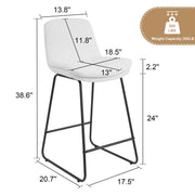 Upholstered Metal Frame Bar & Counter Stools With Backs (Set of 2) - White/SW9720ALWLQ2