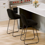 Upholstered Metal Frame Bar & Counter Stools With Backs (Set of 2) - Black/SW9720ALKAQ2