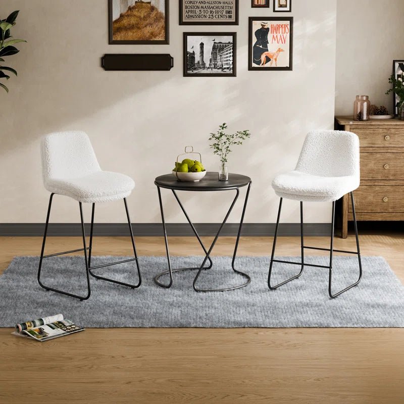 Upholstered Metal Frame Bar & Counter Stools With Backs (Set of 2) - White/SW9720ALWLQ2