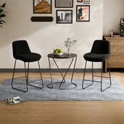 Upholstered Metal Frame Bar & Counter Stools With Backs (Set of 2) - Black/SW9720ALKAQ2