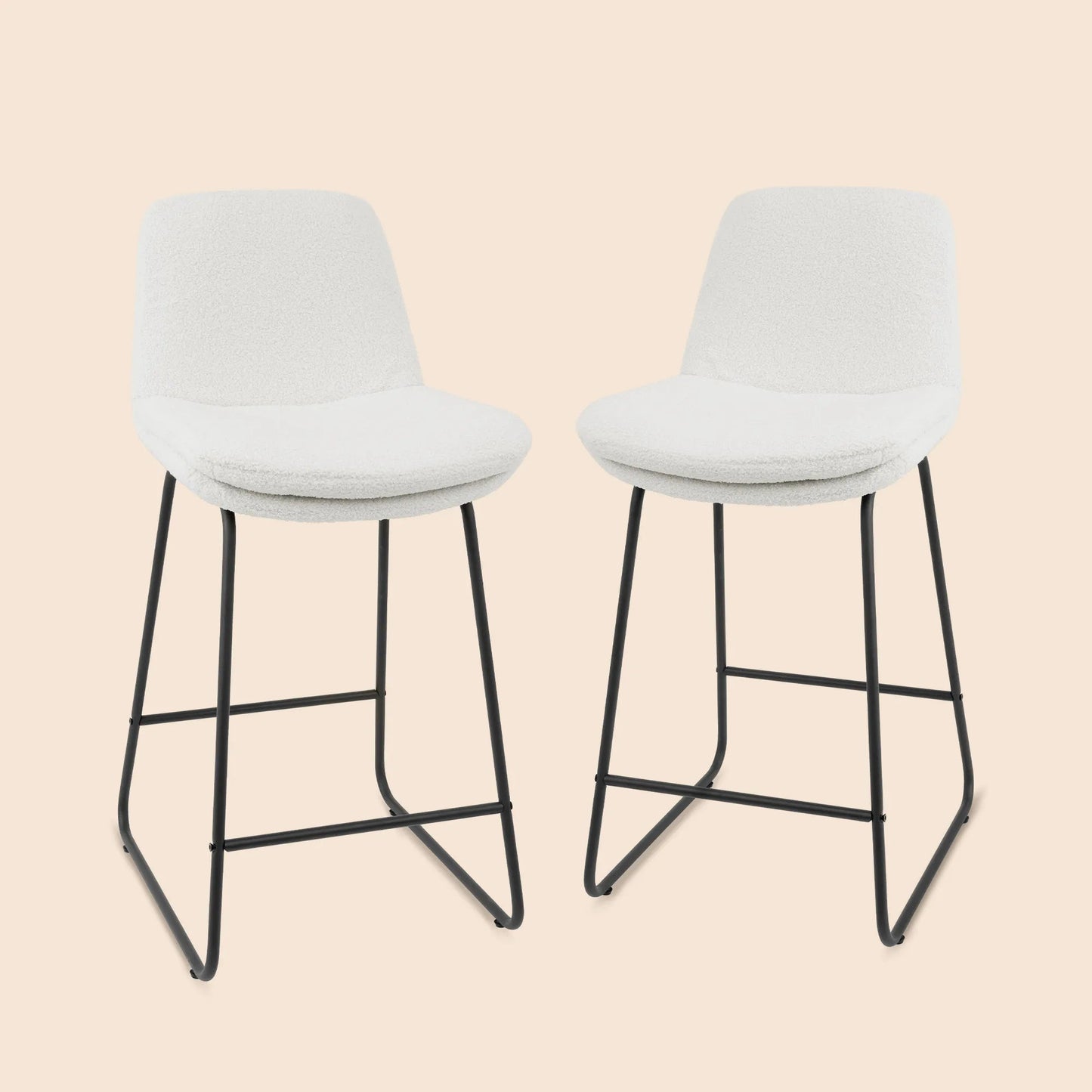 Upholstered Metal Frame Bar & Counter Stools With Backs (Set of 2) - White/SW9720ALWLQ2