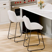 Upholstered Metal Frame Bar & Counter Stools With Backs (Set of 2) - White/SW9720ALWLQ2