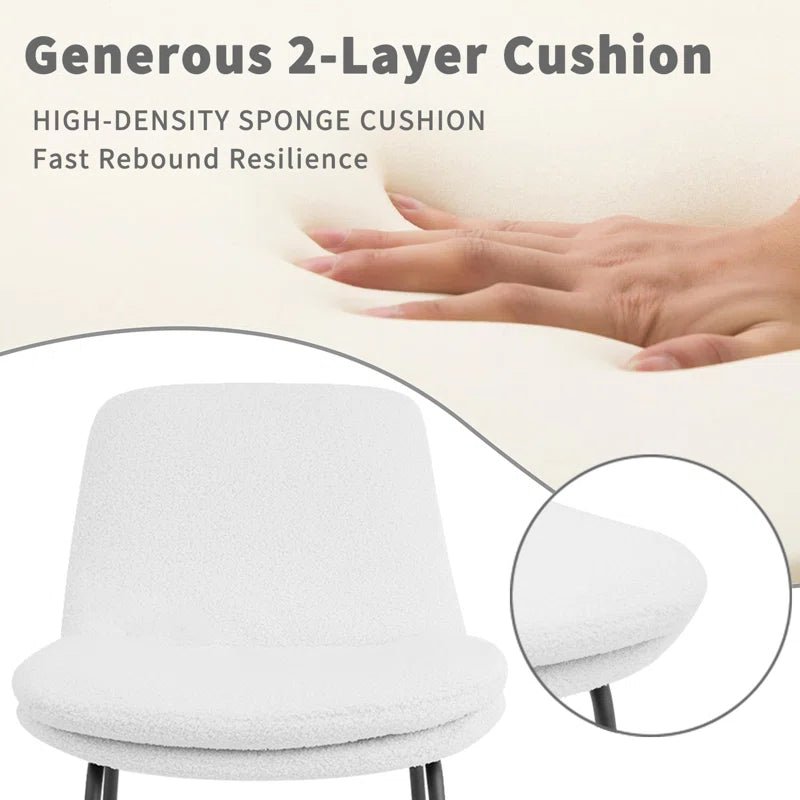 Upholstered Metal Frame Bar & Counter Stools With Backs (Set of 2) - White/SW9720ALWLQ2