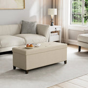 Upholstered Storage Bench with Solid Wood Legs - Light White/SW9704BKWI