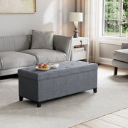 Upholstered Storage Bench with Solid Wood Legs - Gray/SW9704BKEH