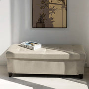 Upholstered Storage Bench with Solid Wood Legs - Light White/SW9704BKWI