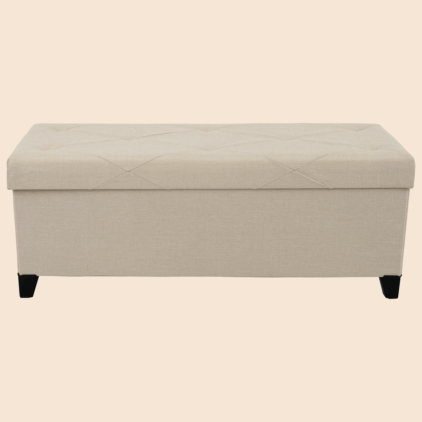 Upholstered Storage Bench with Solid Wood Legs - Light White/SW9704BKWI