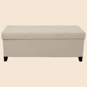 Upholstered Storage Bench with Solid Wood Legs - Light White/SW9704BKWI