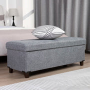 Upholstered Storage Bench with Solid Wood Legs - Gray/SW9704BKEH