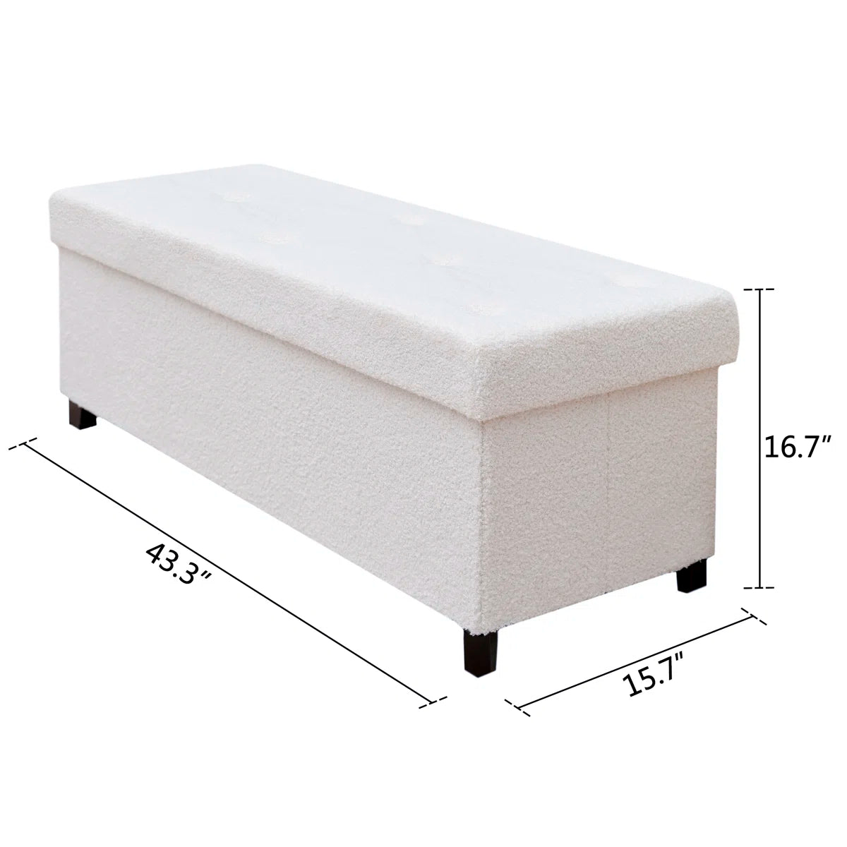 Upholstered Storage Bench with Solid Wood Legs - White/SW9704BKWR