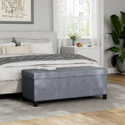 Upholstered Storage Bench with Solid Wood Legs - Gray/SW9704BKEH